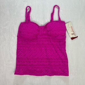 Catalina Women’s Swim Suit Top Tankini Bathing Suit Bright Pink Size 8 - 10 NEW